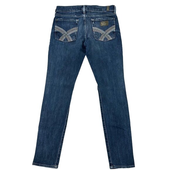 7 for all Mankind Womens Blue Gwenevere Super Skinny 5 Pocket Jeans Size 27 - Picture 3 of 10